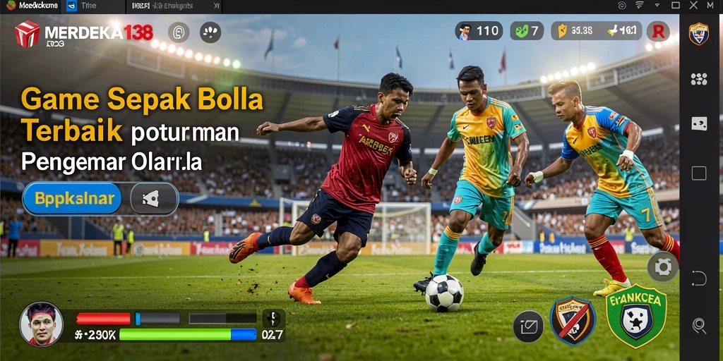 Tampilan gameplay menarik dari MERDEKA138 dengan aksi sepak bola realistis.