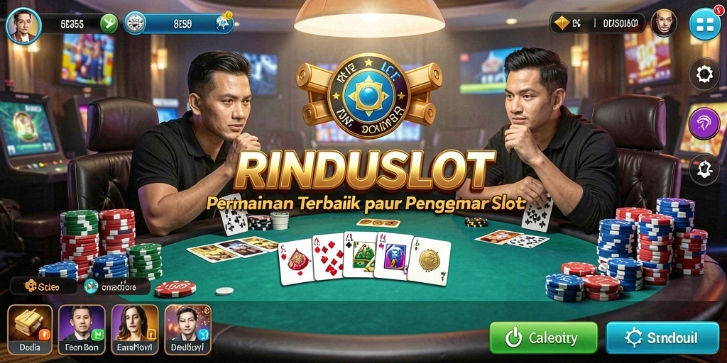 Tampilan gameplay RINDUSLOT dengan suasana poker yang mendebarkan.