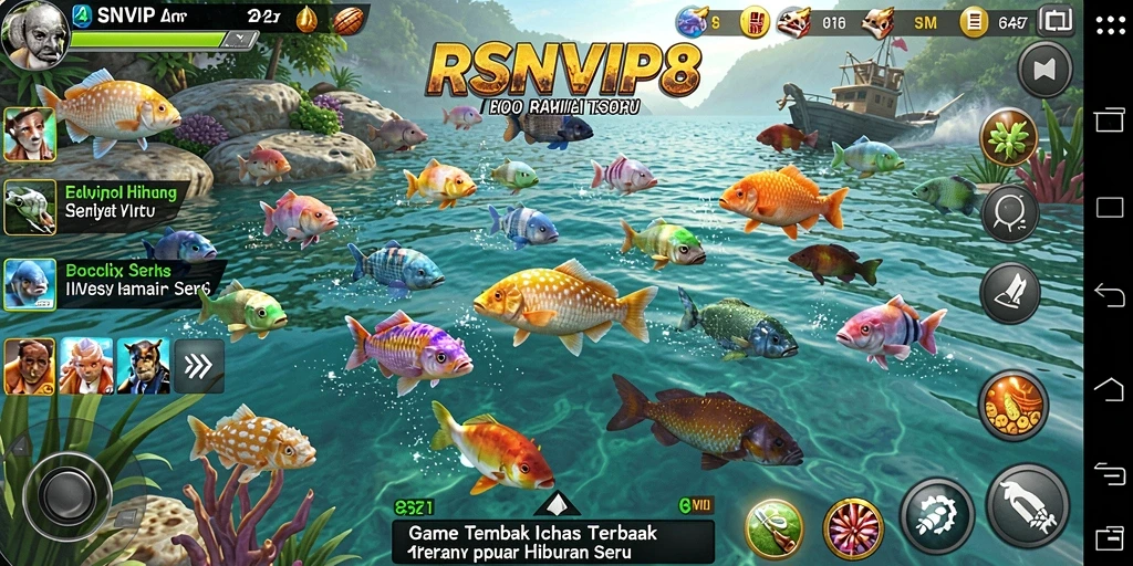 Tampilan gameplay seru RSNVIP8 saat menangkap ikan.
