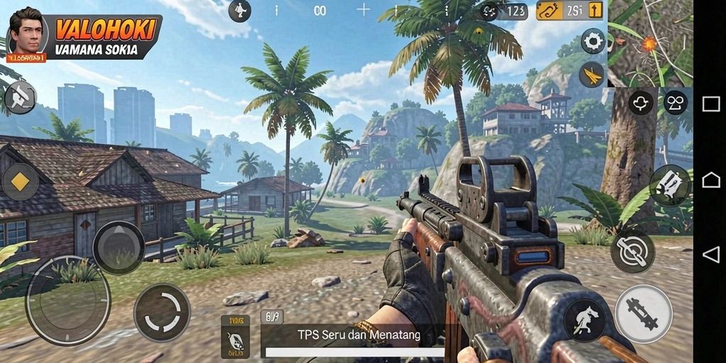 Tampilan menegangkan dari gameplay VALOHOKI saat bertempur di arena.